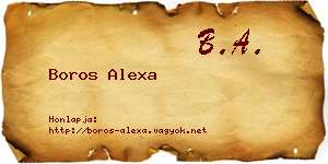 Boros Alexa névjegykártya